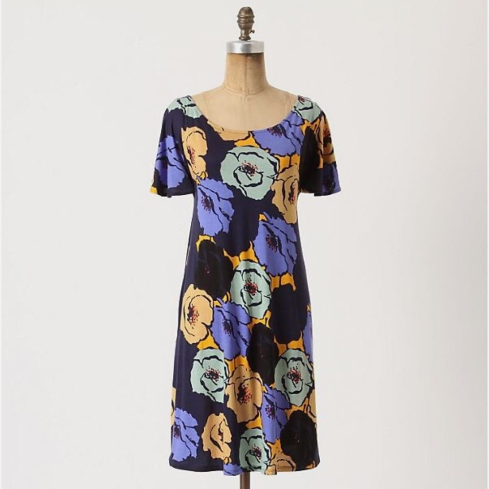 Anthropologie Blue Floral Midi Sundress